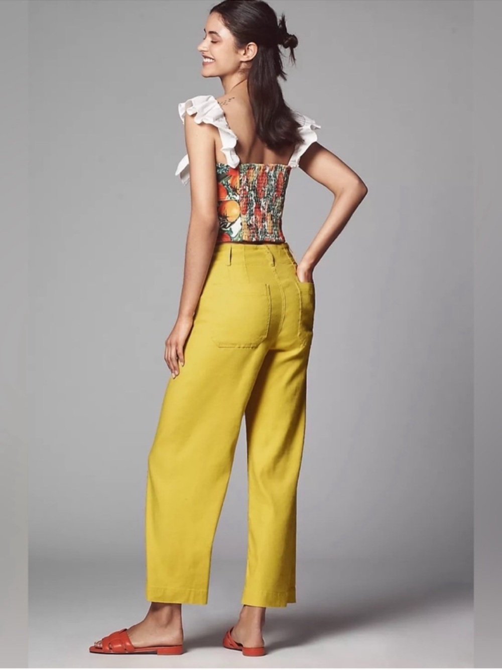 Mustard Wide-Leg Women's Pants - Picture 3 of 10